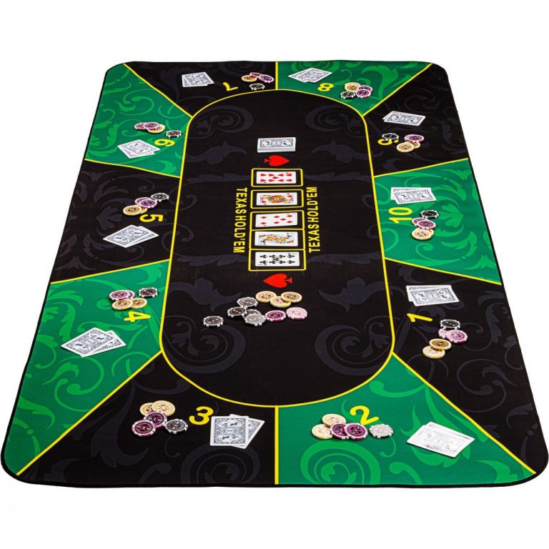 Skládací pokerová podložka, zelená/černá, 160 x 80 cm