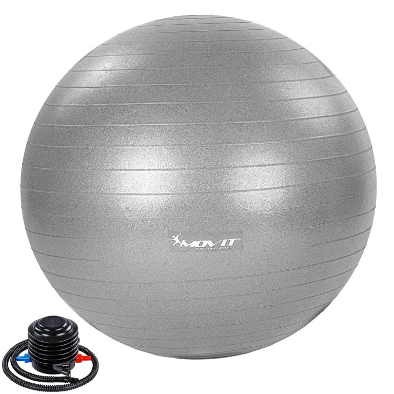 Mingea de gimnastică MOVIT cu pompă de picior, 55 cm, gri