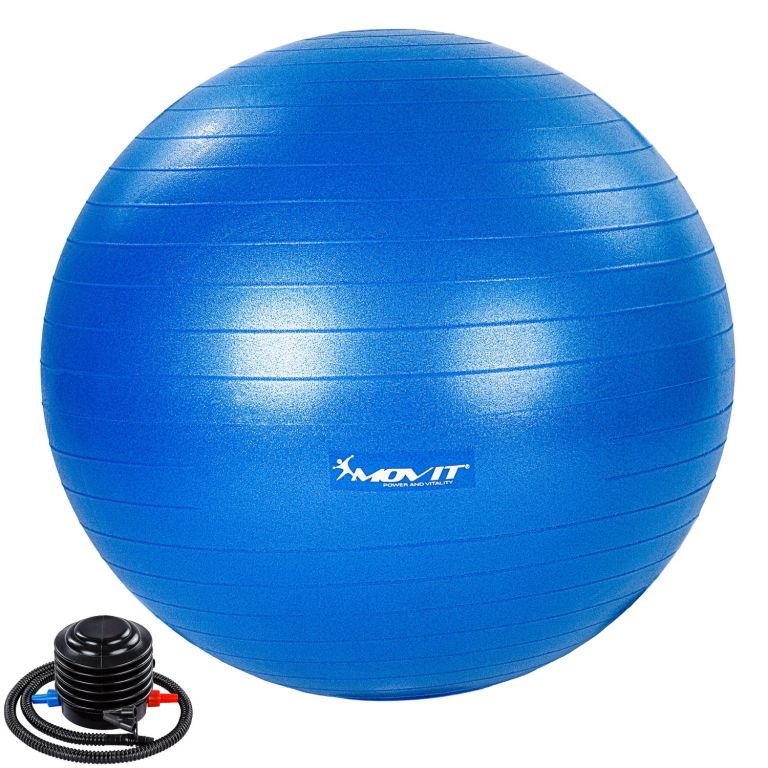 Levně MOVIT Gymnastický míč s nožní pumpou, 55 cm, modrý