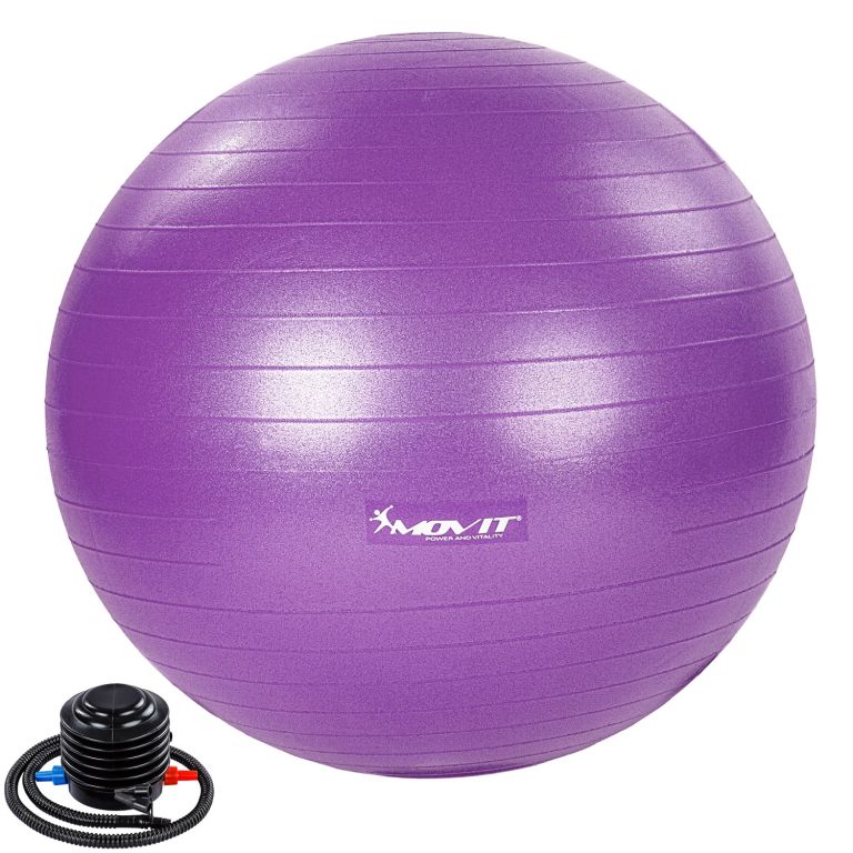 Minge de gimnastică MOVIT cu pompă de picior, 55 cm,violet