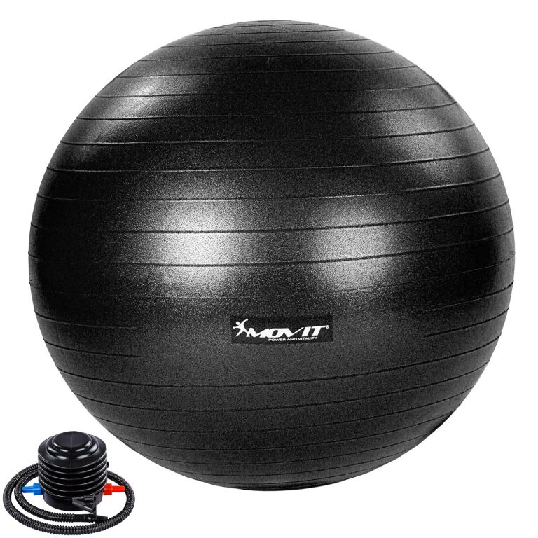 75549  MOVIT Gymnastický míč s nožní pumpou, 65 cm, černý