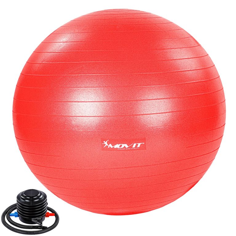 75550  MOVIT Gymnastický míč s nožní pumpou, 65 cm, červený