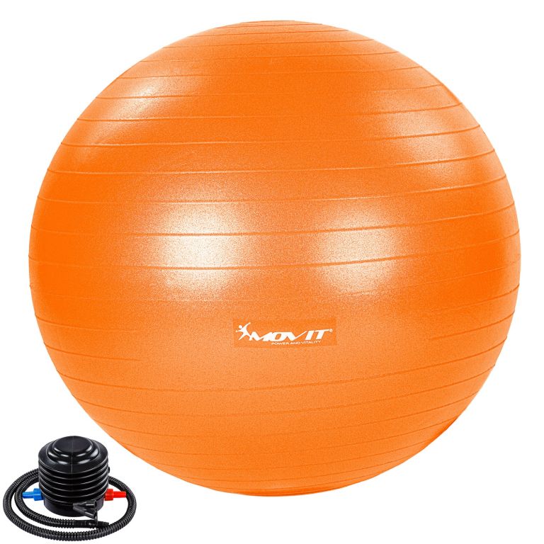 MOVIT Gymnastická lopta s nožnou pumpou, 65 cm, oranžová
