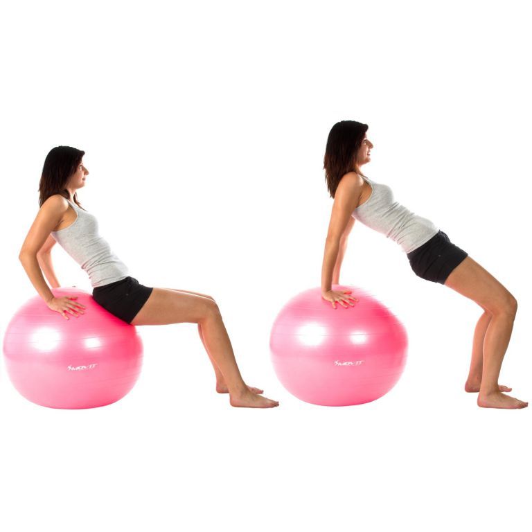 MOVIT Gymnastická lopta s nožnou pumpou, 75 cm, ružová
