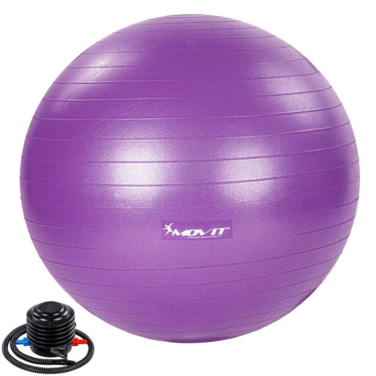 MOVIT Gymnastická lopta s nožnou pumpou, 75 cm, fialová