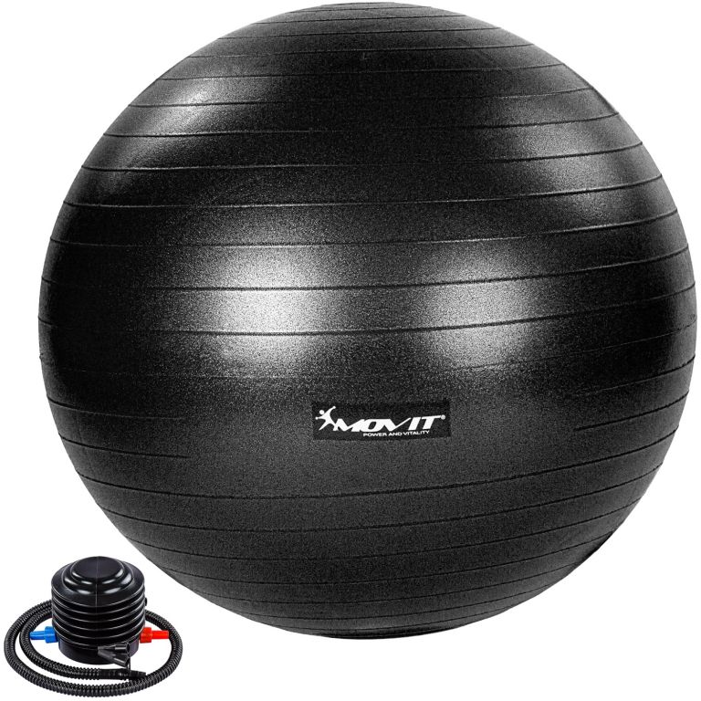 MOVIT Gymnastická lopta s nožnou pumpou, 85 cm, čierna