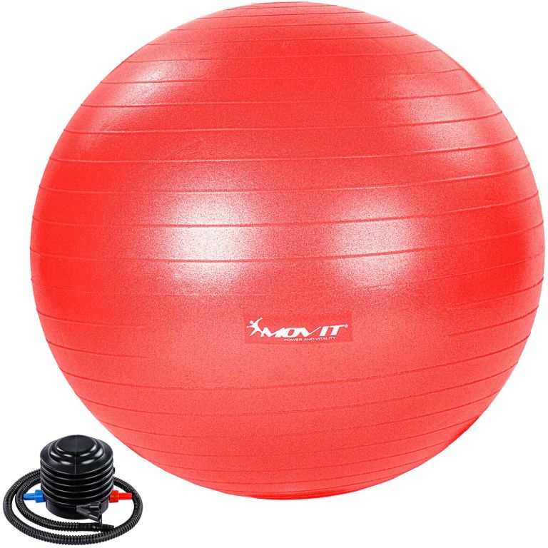 Levně MOVIT Gymnastický míč s nožní pumpou, 85 cm, červený