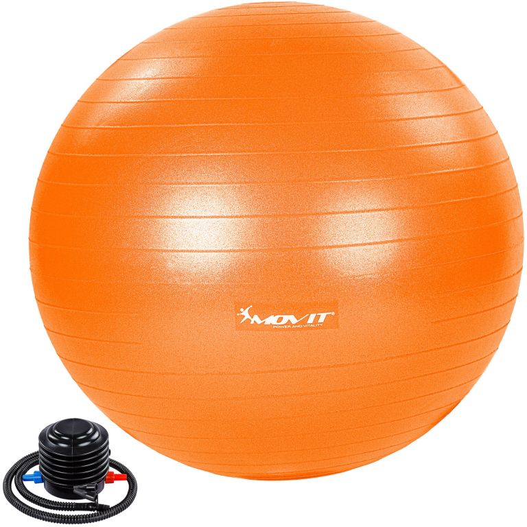 Levně MOVIT Gymnastický míč s nožní pumpou, 85 cm, oranžový