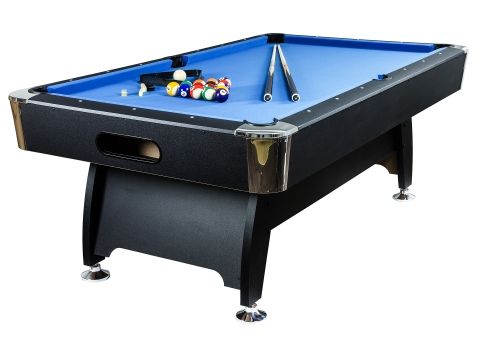 Kulečníkový stůl pool billiard kulečník 8 ft - modrý, nastavitelný s vybavením