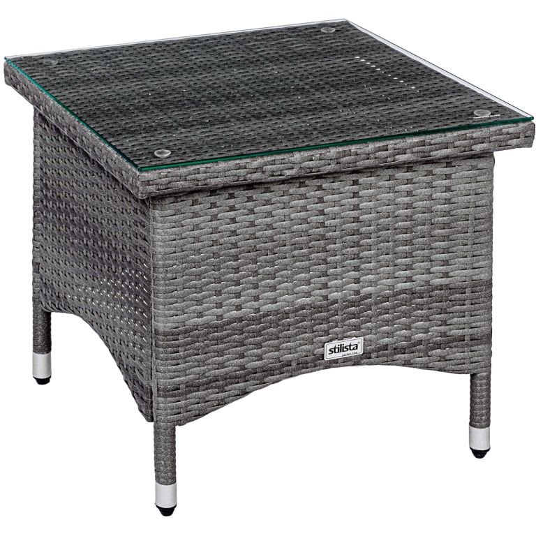 STILISTA odkladací stolík 50 x 50 cm, polyratan, sivý