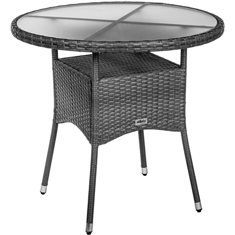 STILISTA Polyratanový stolek, 80 x 80 x 75 cm, šedý