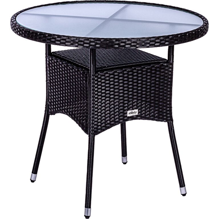 STILISTA  Polyratanový stolík, 80 x 80 x 75 cm, čierny