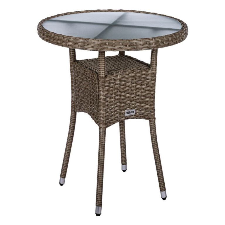 STILISTA Zahradní polyratanový stolek, 60 x 75 cm, krémový