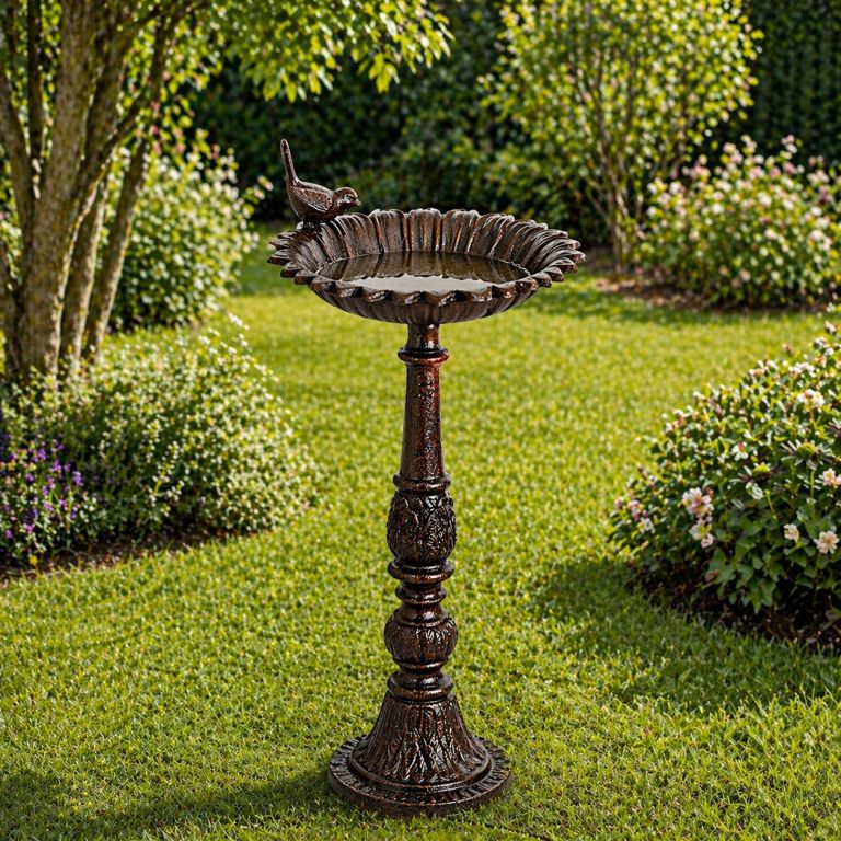 Pítko pro ptáky z litiny antická hnědá 50 x 24 cm