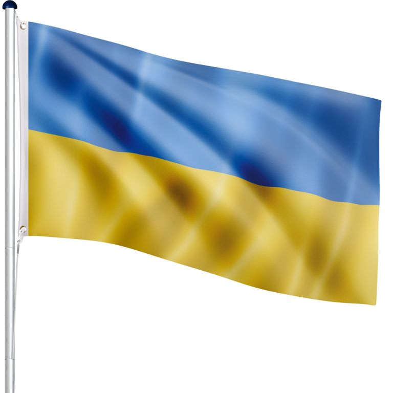 FLAGMASTER Vlajkový stožiar vr. vlajky Ukrajina, 650 cm