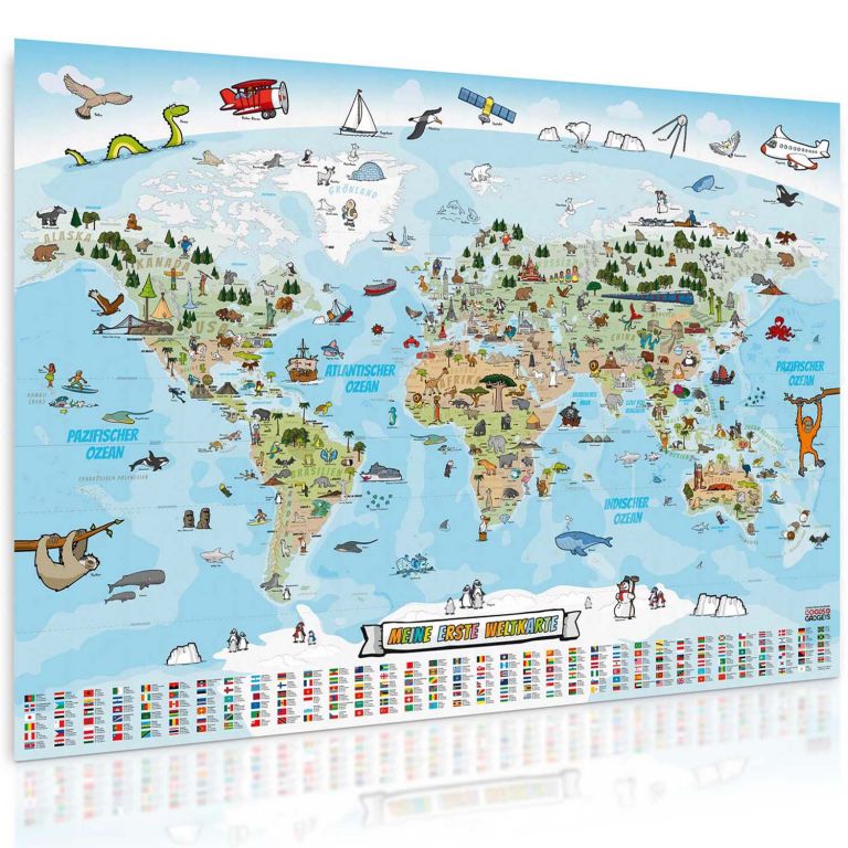 Harta educațională a lumii pentru copii 140 x 100 cm