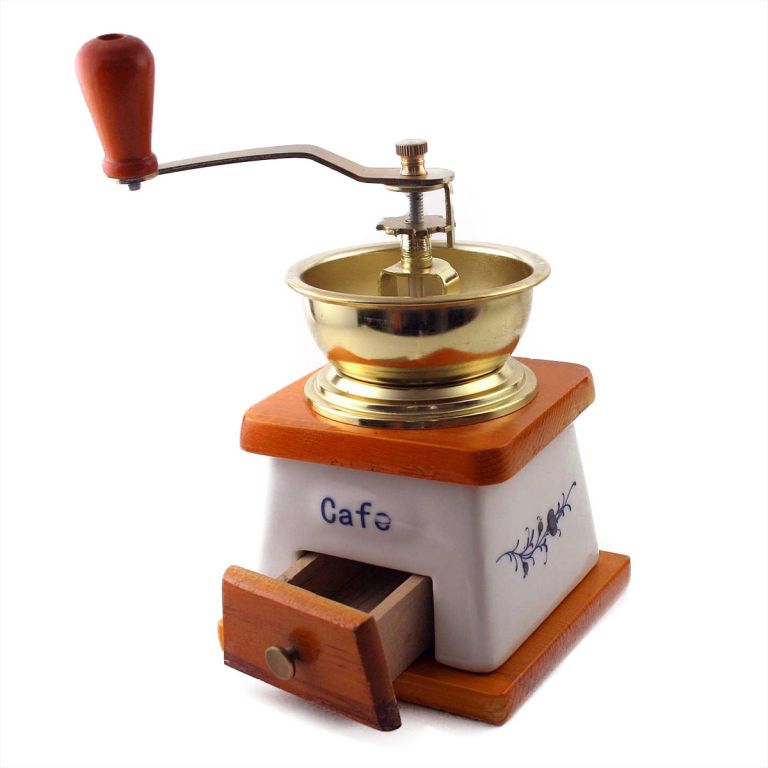 Keramický mlýnek na kávu v retro stylu, 20 x 10 x 10 cm