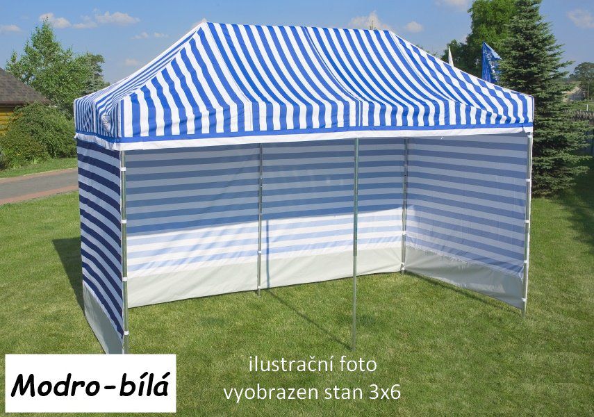Zahradní párty stan PROFI STEEL 3 x 4,5 m, modrý/bílý