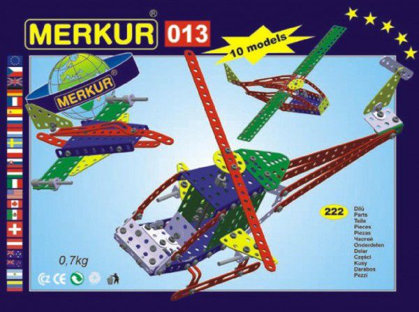 Stavebnice MERKUR 013 Vrtulník 10 modelů 222ks v krabici 26x18x5cm