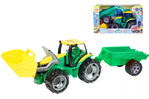 Traktor se lžící 60cm a přívěsem v krabici
