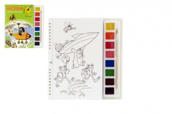 Planșă de colorat Mole 2 cu acuarele și pensulă