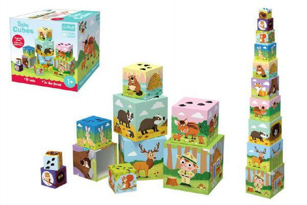 Kostky kubus V lese 10ks v krabici 15x15cm 1+