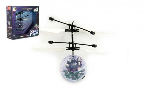 Teddies Vrtulníková koule barevná plast 13x11cm s USB kabelem na nabíjení v krabičce