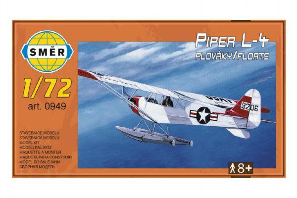 Směr plastikový model letadla ke slepení Piper L 4 plováky 1:72