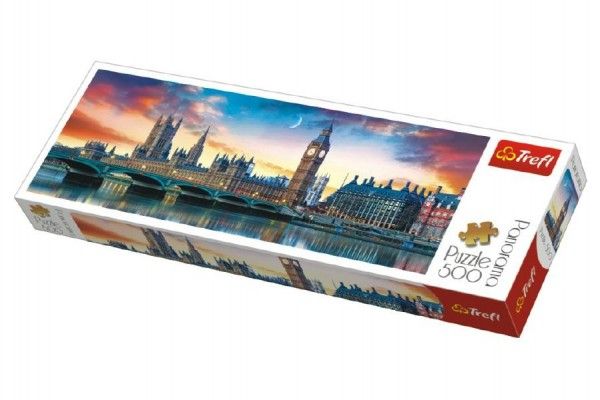 Puzzle Big Ben a Westminsterský palác, Londýn panorama 500 dílků 66x23,7cm v krabici 40x13