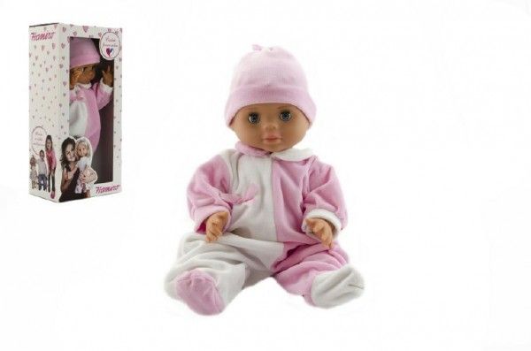 Hamiro panenka miminko 40cm pevné tělíčko růžovo-bílý obleček