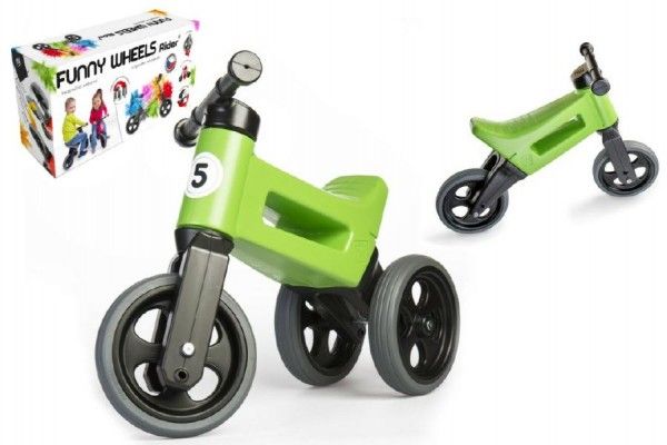 Teddies Funny Wheels Sport 2v1 zelené s gumovými koly