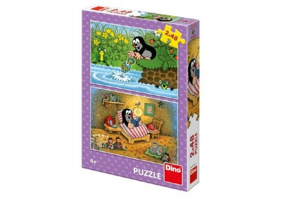 Puzzle Krtek a Perla 26x18cm 2x48 dílků v krabici 27x19x4cm