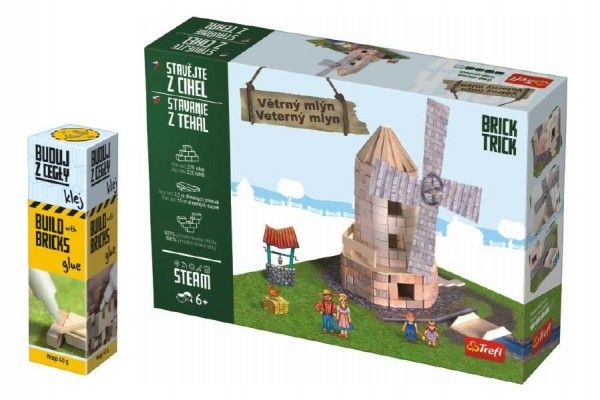 Pack Stavějte z cihel Větrný mlýn stavebnice Brick Trick + lepidlo grátis v krabici 35x25x
