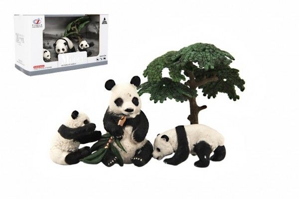Zvířátka safari ZOO panda 10 cm, plast, 4 ks