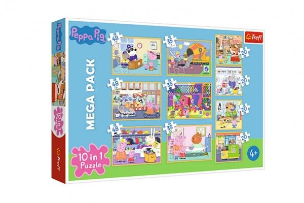 Puzzle 10v1 Prasátko Peppa/ Peppa Pig s přáteli