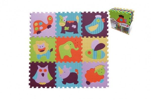 Pěnové puzzle zvířátka mix barev 9 ks 32 x 32 x 1 cm