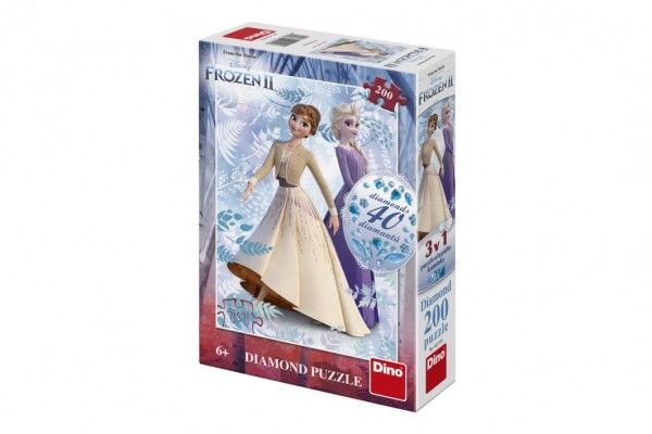 Puzzle 3v1 Ledové království II/Frozen II 200 dílků s diamanty s lepidlem v krabici 20x29,