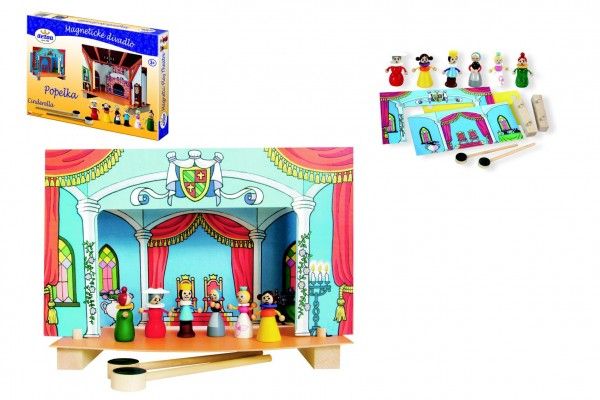 Divadlo Popelka magnetické dřevěné s figurkami v krabici
