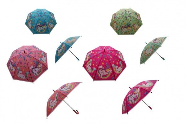 Deštník Jednorožec 66 cm vystřelovací mix barev v sáčku