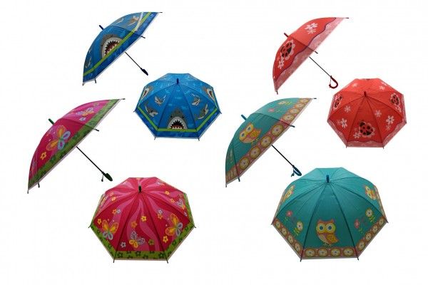 Deštník 66 cm vystřelovací s píšťalkou mix barev