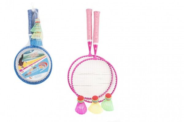 Badminton sada dětská kov/plast 2 pálky + 3 košíčky 2 barvy