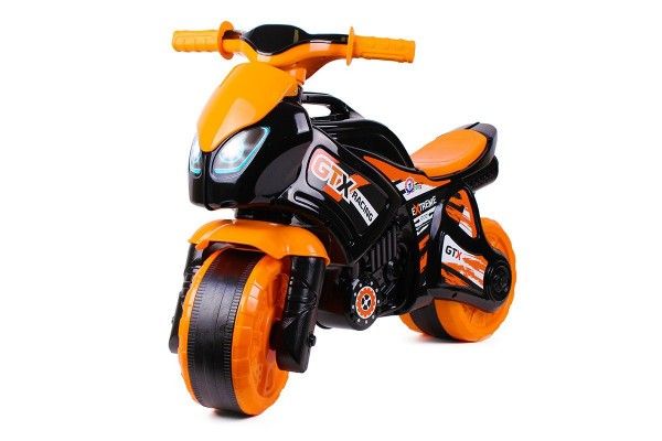 Teddies motorka oranžovo-černá plast 35x53x74cm