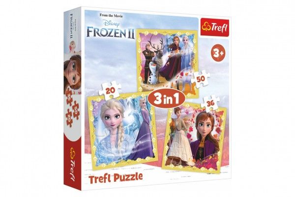 Puzzle 3v1 Ledové království II/Frozen II 20x19,5cm v krabici 28x28x6cm