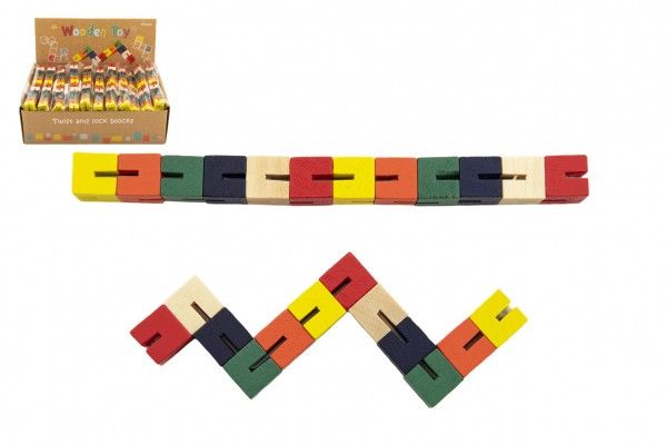 Puzzle șarpe din lemn ,colorat de 16 cm în geantă