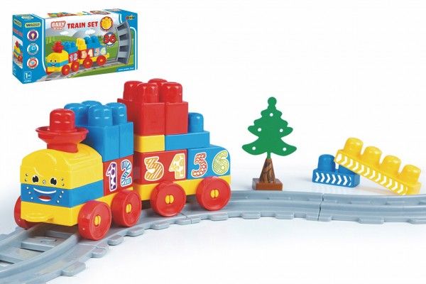 Baby Blocks vlak s kolejemi , stavebnicí a  doplňky