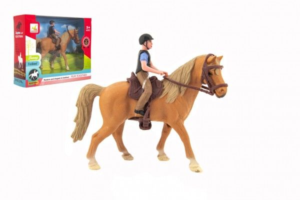 Kůň + žokej plast 15cm v krabici 20x16x5,5cm