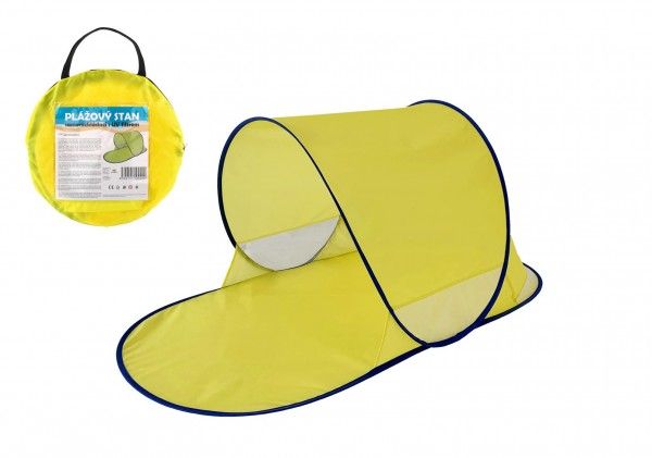 Stan plážový s UV filtrem 140x70x62cm samorozkládací polyester/kov ovál žlutý v látkové ta
