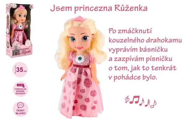 Panenka princezna Růženka plast 35cm česky mluvící na baterie se zvukem v krabici 17x37x10