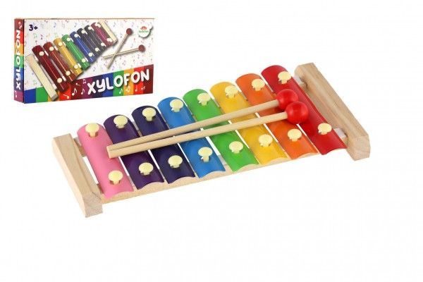 Xylofon dřevo/kov 24cm v krabici 25x13x4cm