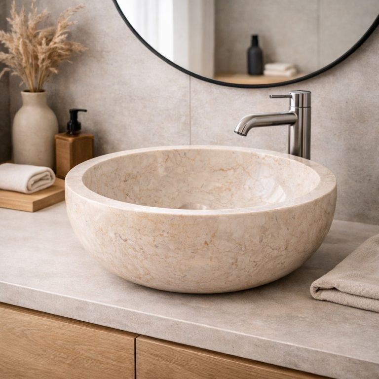 Indera Gemma 501 Ø50 cm Cream Kamenné umývadlo leštený mramor